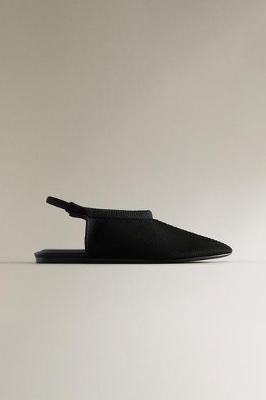 KNIT SLINGBACK BALLERINAS - Black by Zara