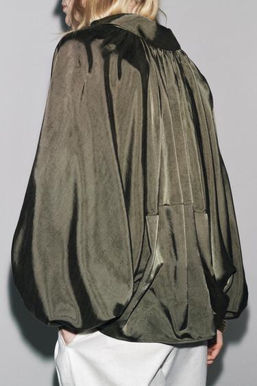 БОМБЕР-БАЛЛОН — ZW COLLECTION — ХАКИ С МЕЛАНЖЕВЫМ ЭФФЕКТОМ от Zara