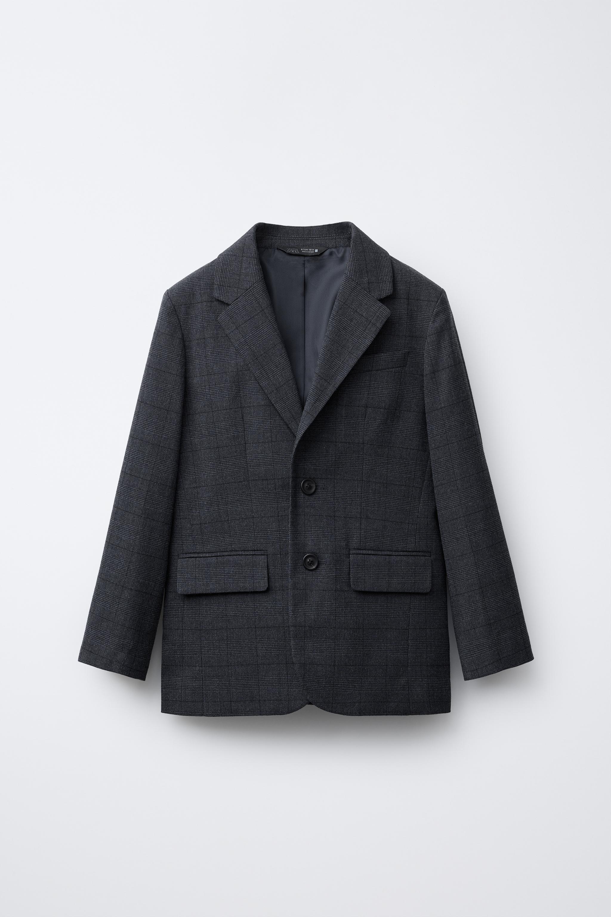 CHECK SUIT BLAZER Blue Grey ZARA Ireland