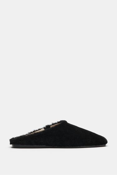 Zara LIMITED EDITION LEATHER FLATS - Black
