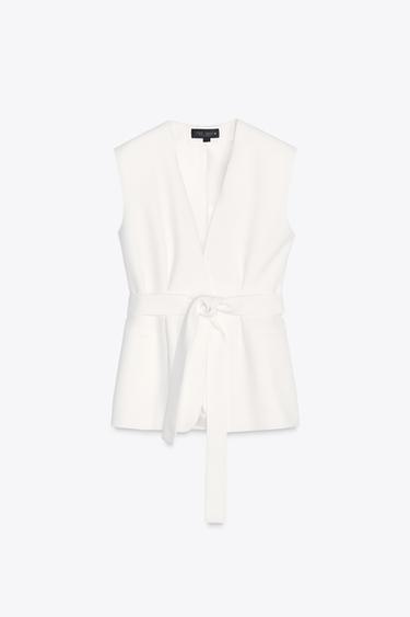 GILET AVEC CEINTURE ZW COLLECTION - Écru de Zara