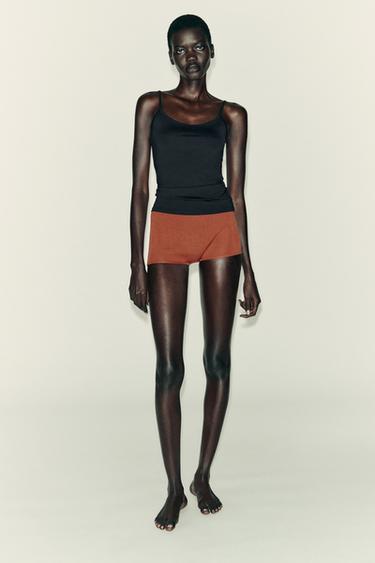 POLYAMIDE TOP WITH THIN STRAPS - Black by Zara