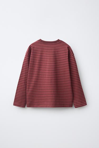 STRIPED PRINT T-SHIRT — Wine 2