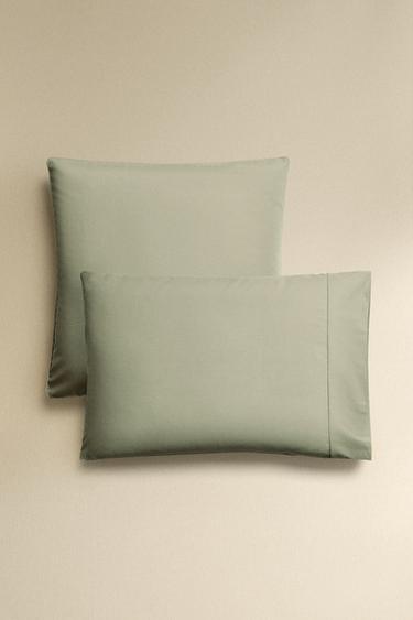 PERCALE PILLOWCASE (300 THREAD COUNT) - Green marl by Zara