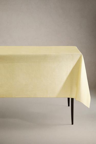 NAPPE COTON ENDUIT OVERLOCK - Jaune de Zara