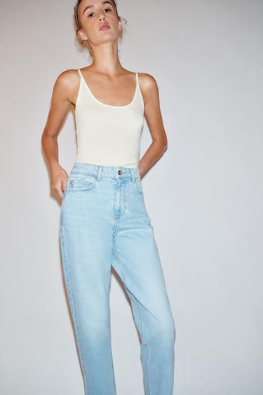 Zara Z1975 HIGH-RISE MOM FIT JEANS - Light blue
