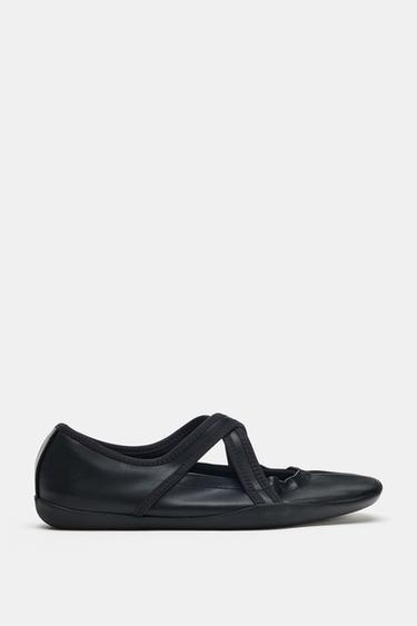 CROSS-STRAP SPORTY BALLET FLATS — Black 2