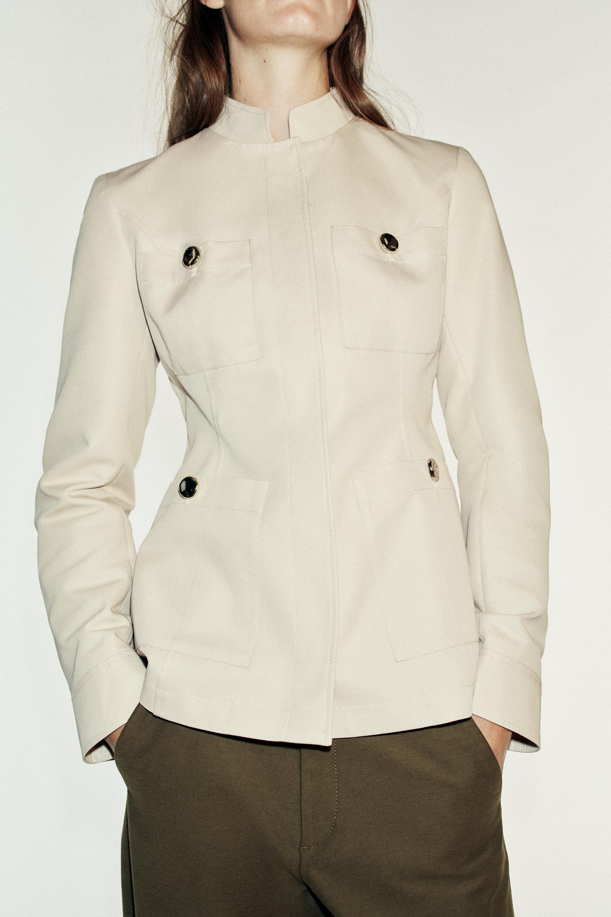 Женские куртки Zara FITTED STAND-UP COLLAR JACKET — фото 2