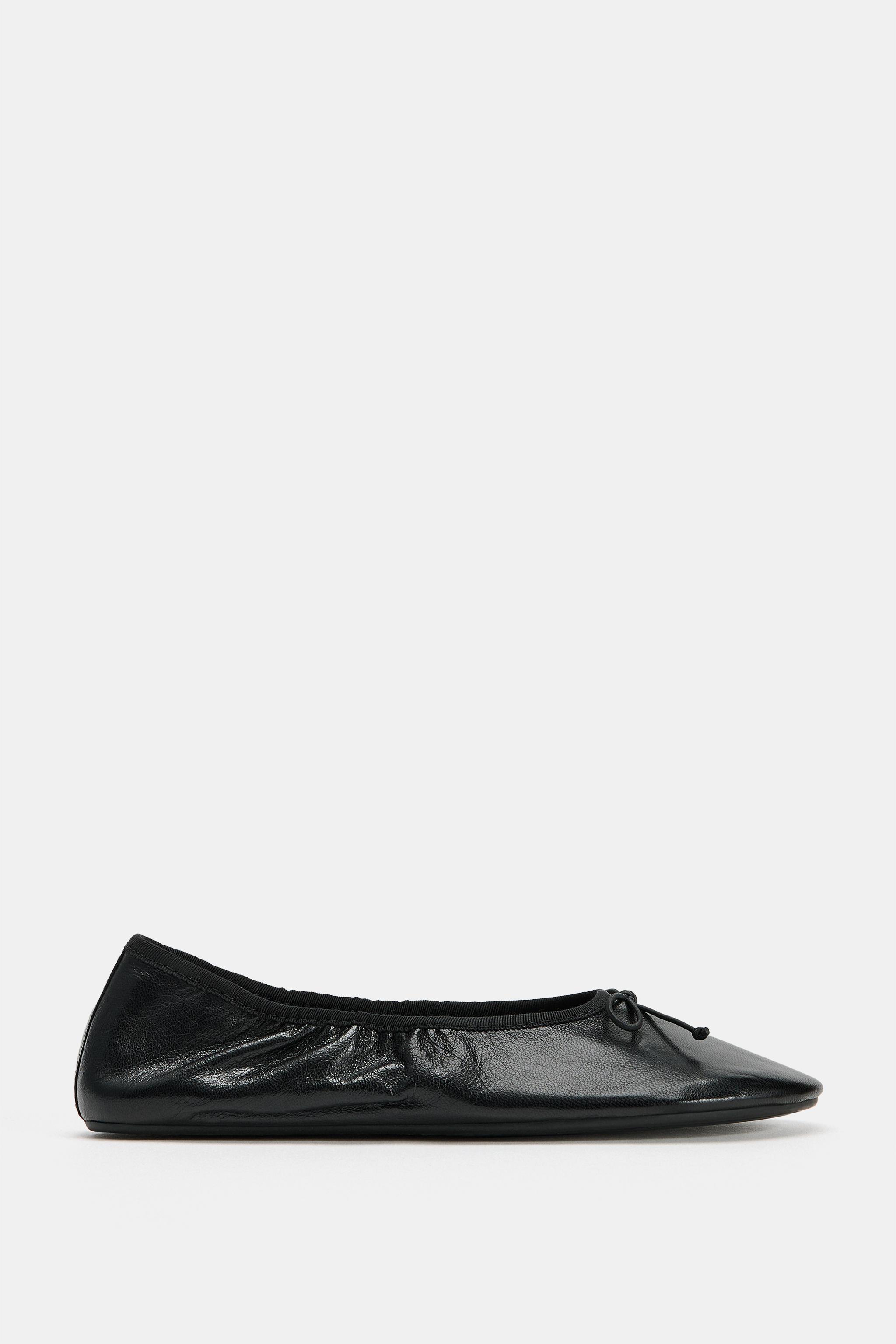 Обувь Zara RUFFLED LEATHER BALLET FLATS — фото 3