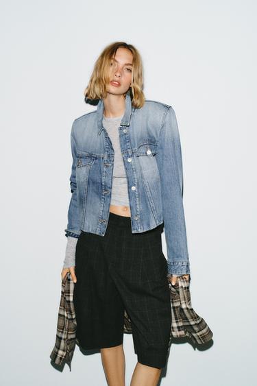 SHORT LONG À CARREAUX AVEC PLI - Gris chiné de Zara - Image 5