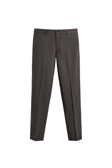 TEXTURED SUIT TROUSERS - Brown by Zara