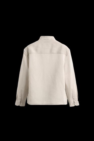 Zara RELAXED FIT STRIPED SHIRT - Ecru / Black