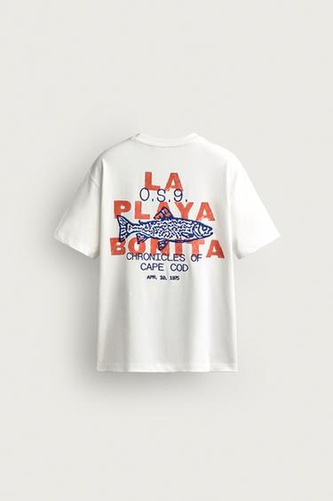 COMBINED EMBROIDERED RELAXED FIT T-SHIRT - White by Zara
