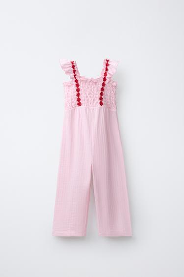 LANGER OVERALL MIT BLUMENSTRUKTURMUSTER - Rosa von Zara - Bild 0