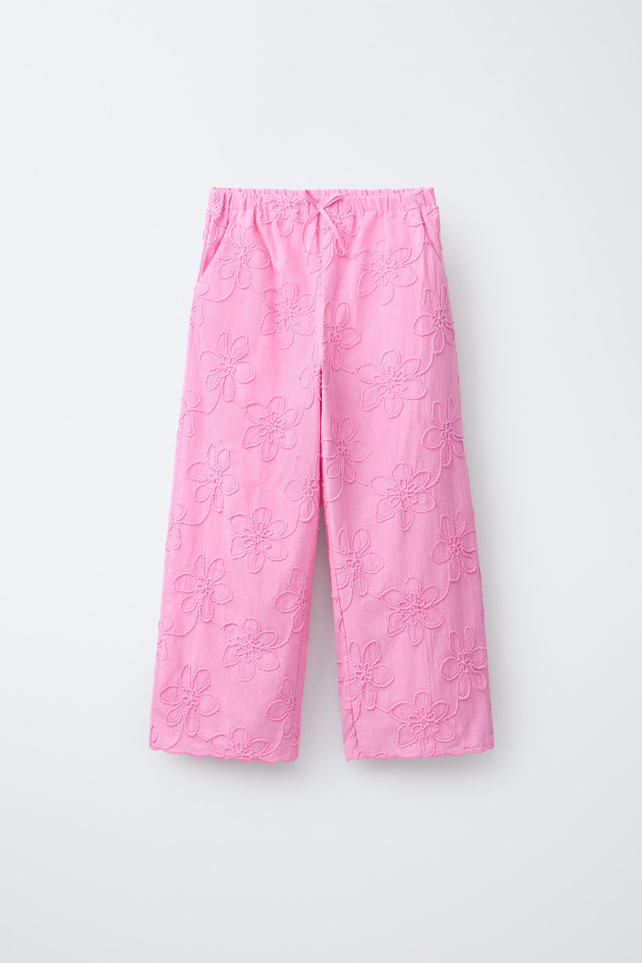 PANTALON WIDE LEG À FLEURS BRODÉES