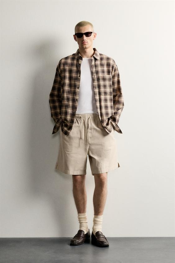 WASHED RELAXED FIT BERMUDA SHORTS - camel by Zara - Image 0