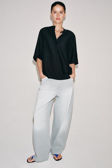 ZW COLLECTION FLOWING SATIN BLOUSE - Black by Zara