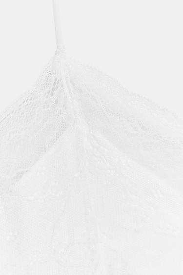 LACE TRIM RIBBED TOP - White by Zara - Image 7