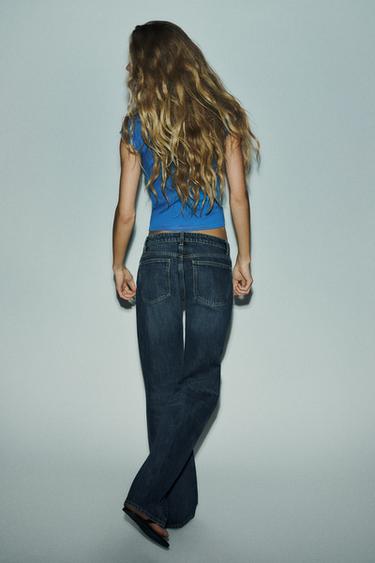 JEANS TRF WIDE LEG CẠP TRỄ - Màu xanh nước biển từ Zara