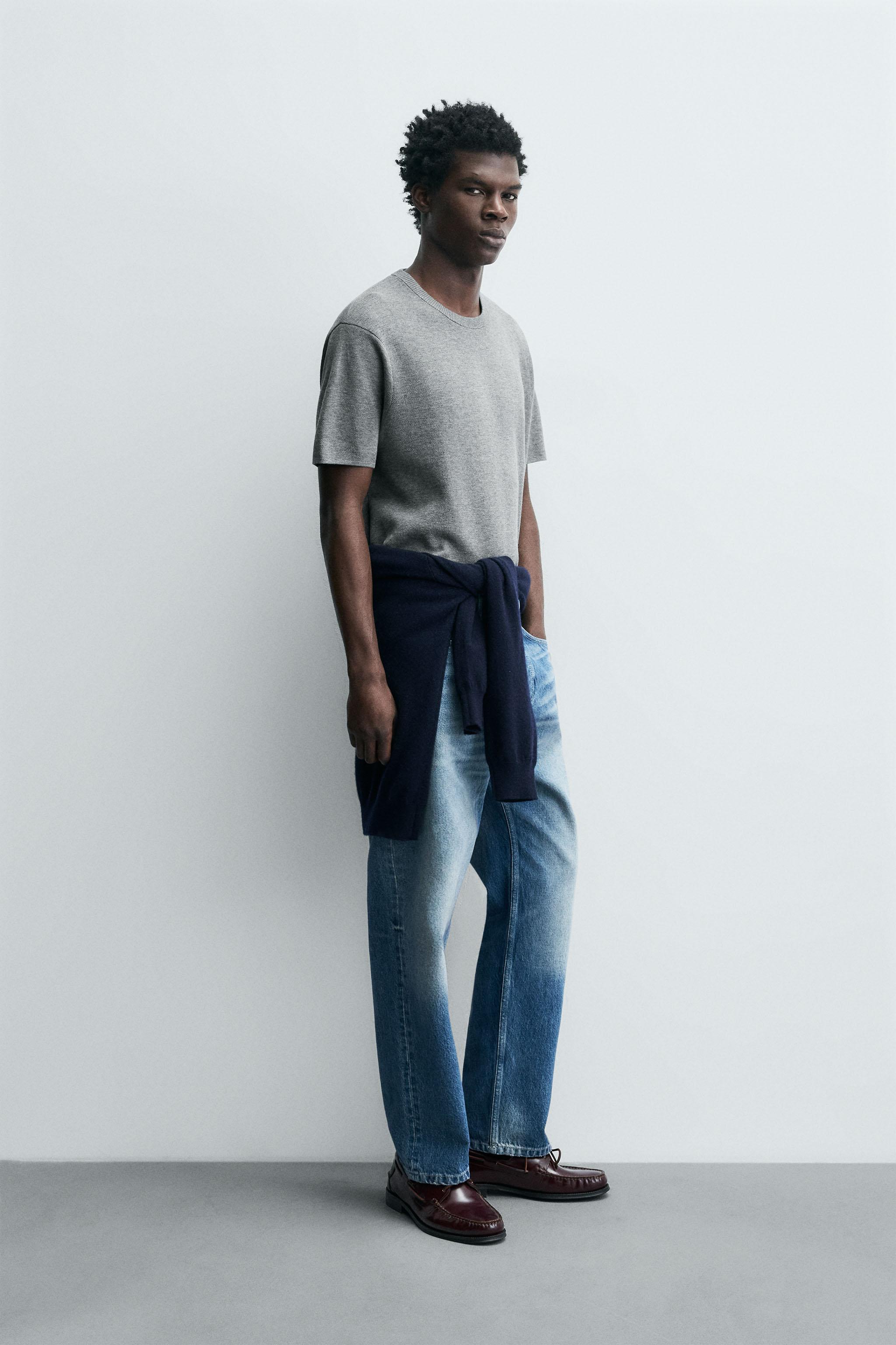 トップス user RELAXED FIT KNIT T-SHIRT - Black | ZARA United States