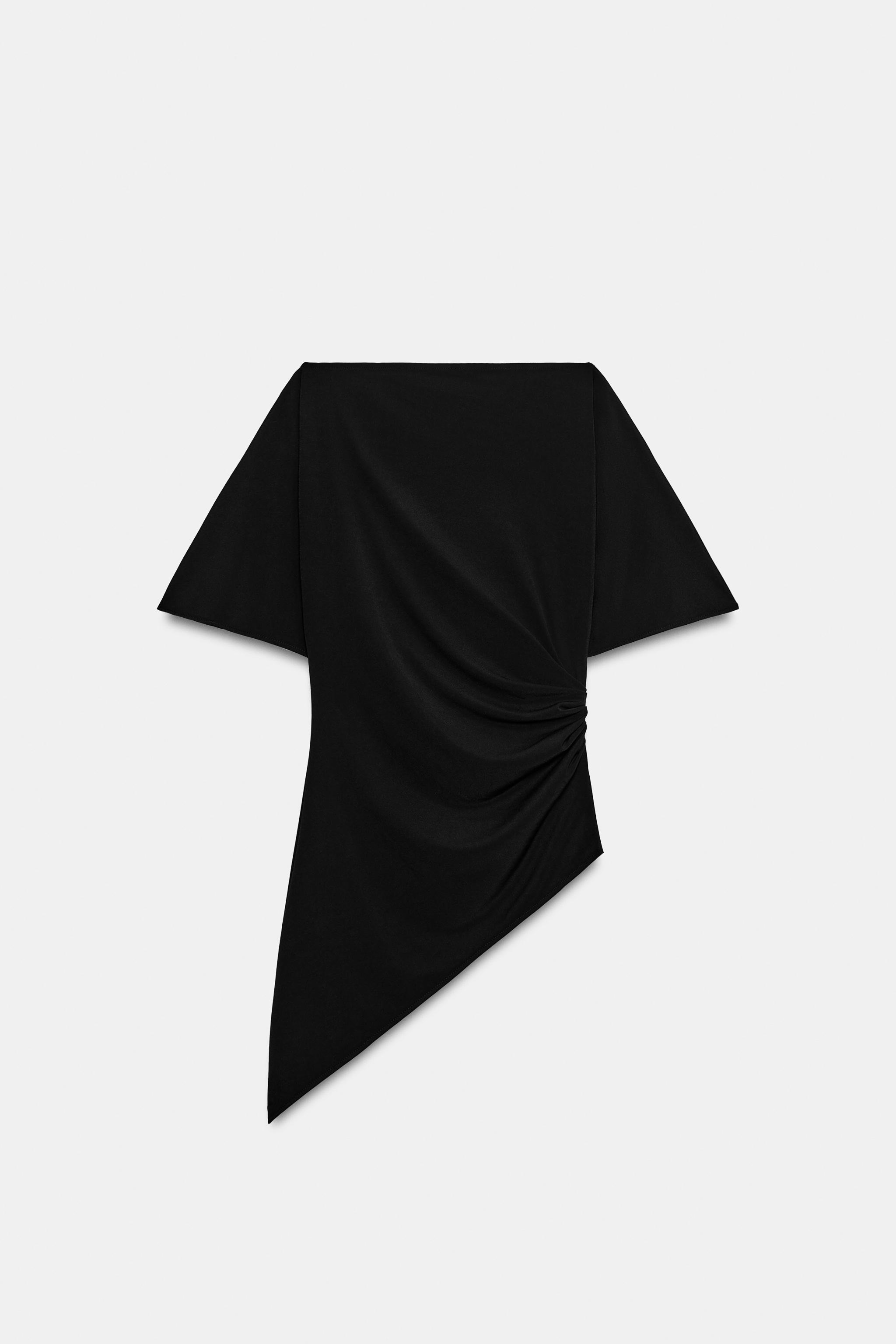 Женские топы Zara DRAPED CREPE TOP — фото 8
