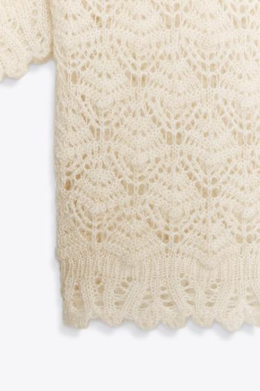 PULL ROMANTIQUE EN MAILLE CÔTELÉE - Écru de Zara - Image 8