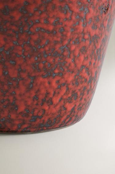 RED OVAL STONEWARE VASE - Red / Black by Zara - Image 2