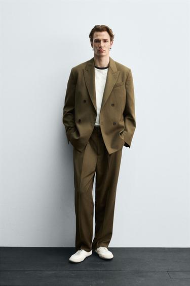 Zara LIMITED EDITION PLEATED SUIT PANTS - Dark olive - Image 0