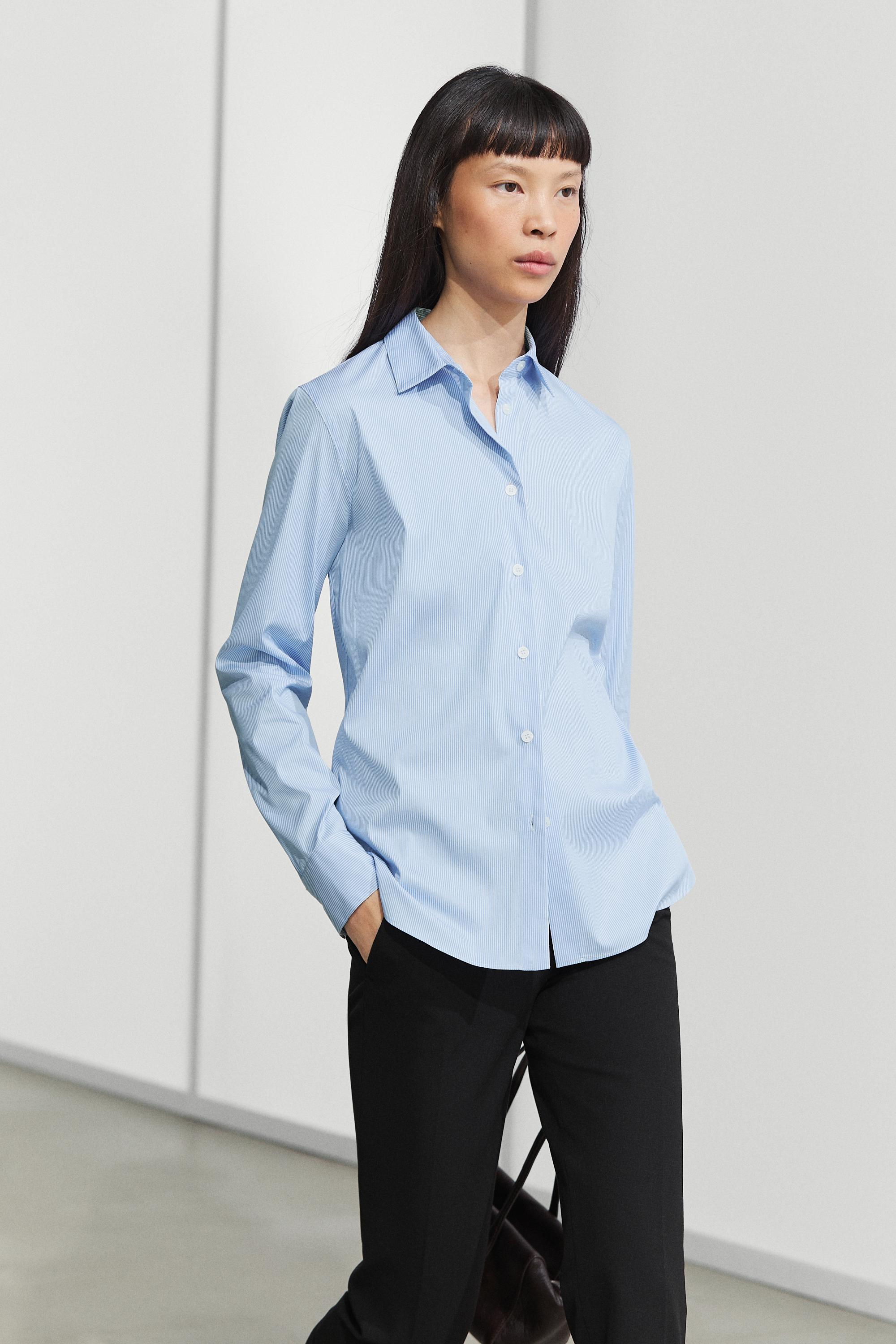 Striped stretch poplin shirt