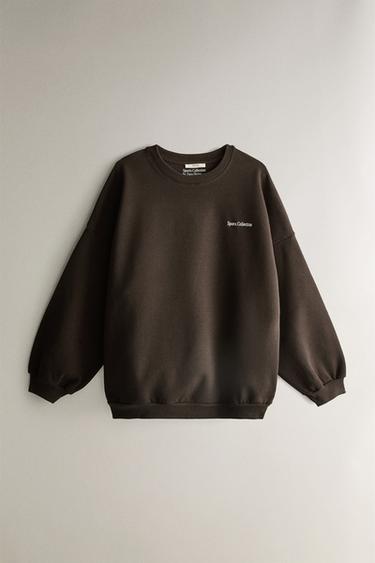 KATOENEN SPORTIEVE SWEATER - Bruin van Zara