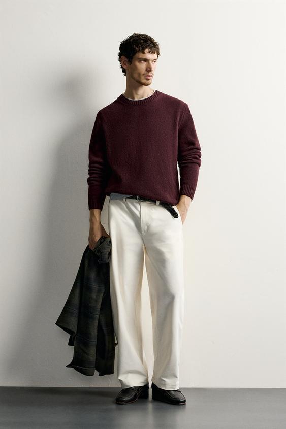 SUÉTER REGULAR FIT MEZCLA LANA - Burdeos de Zara - Imagen 0