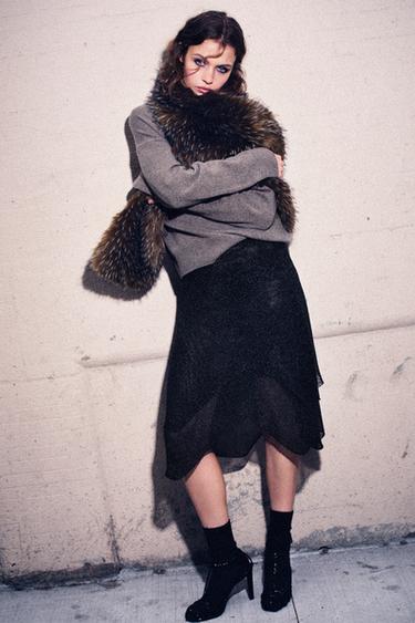 MARLED FAUX FUR SCARF - Greenish by Zara