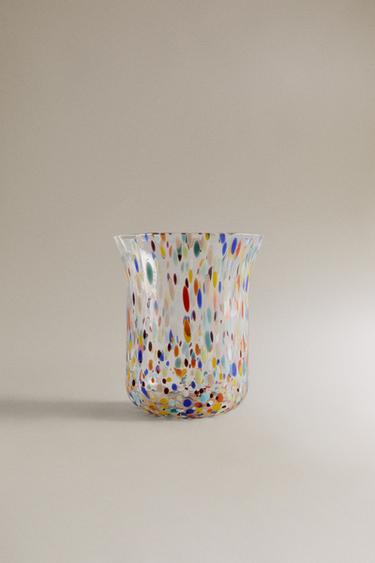 BLOWN GLASS TUMBLER WITH SPECKLED DESIGN - Блакитний Zara - Зображення 0