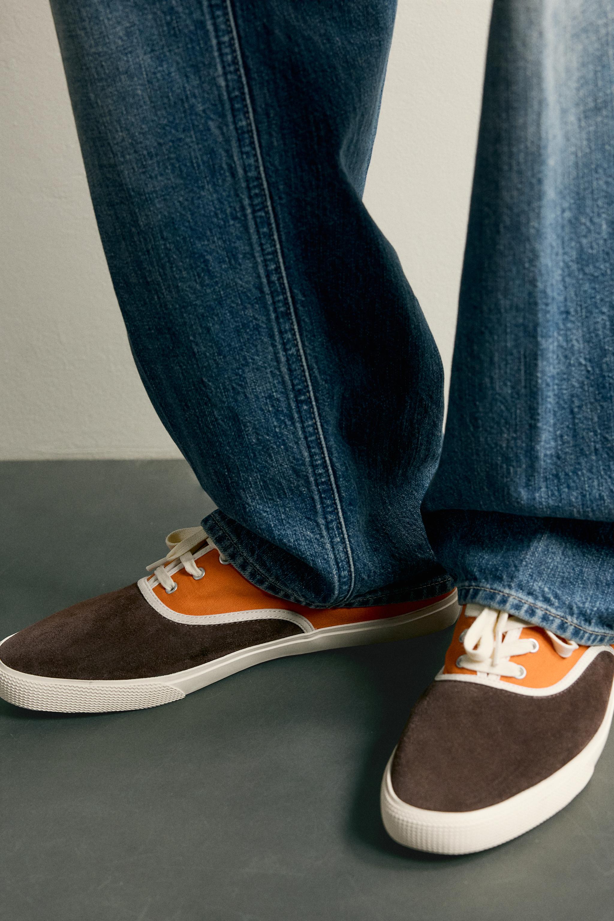 Мужские кроссовки Zara COMBINATION LEATHER SNEAKERS — фото 3