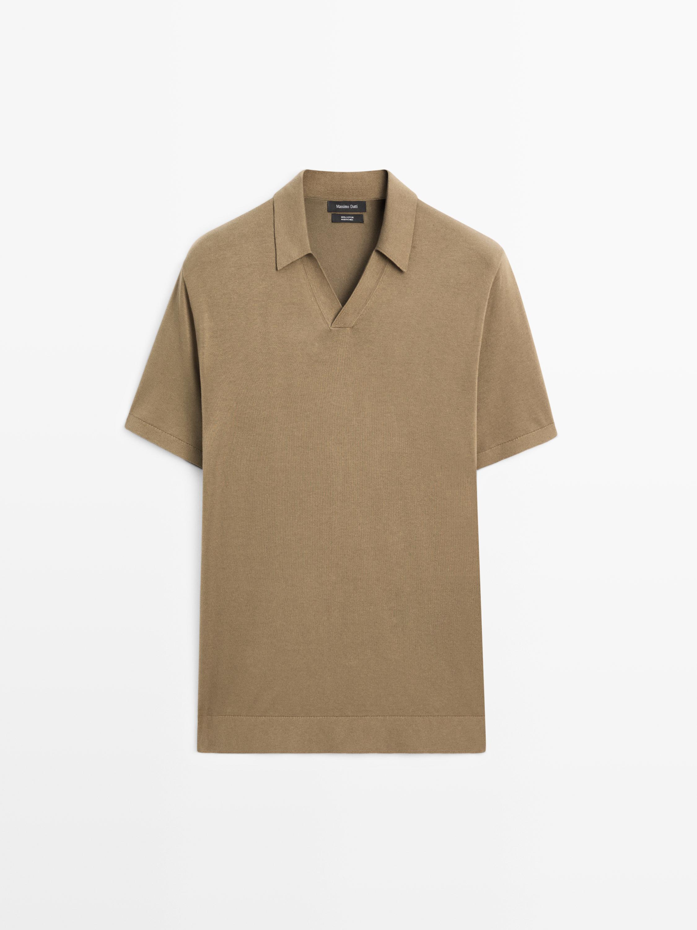 Short sleeve cotton knit polo shirt