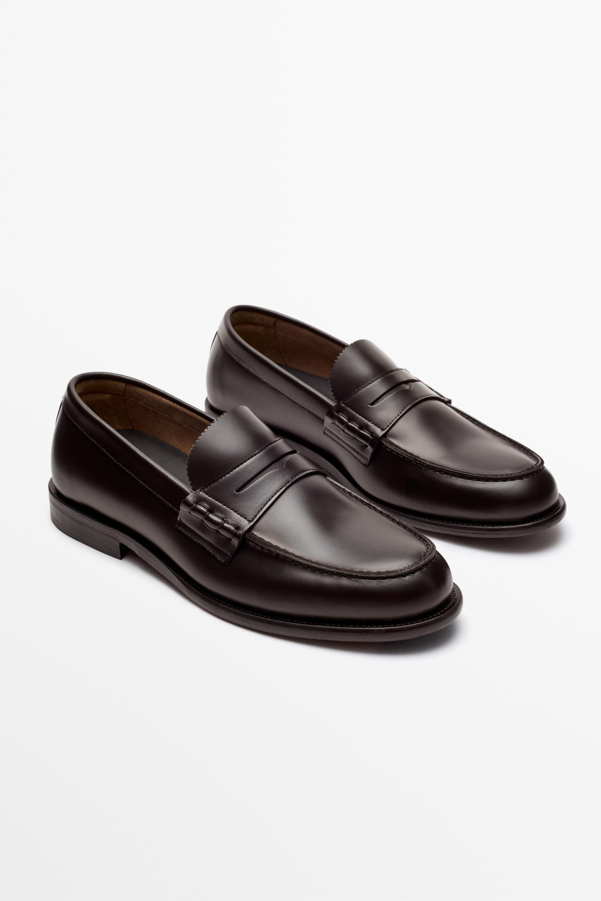 Leather penny loafer — Brown