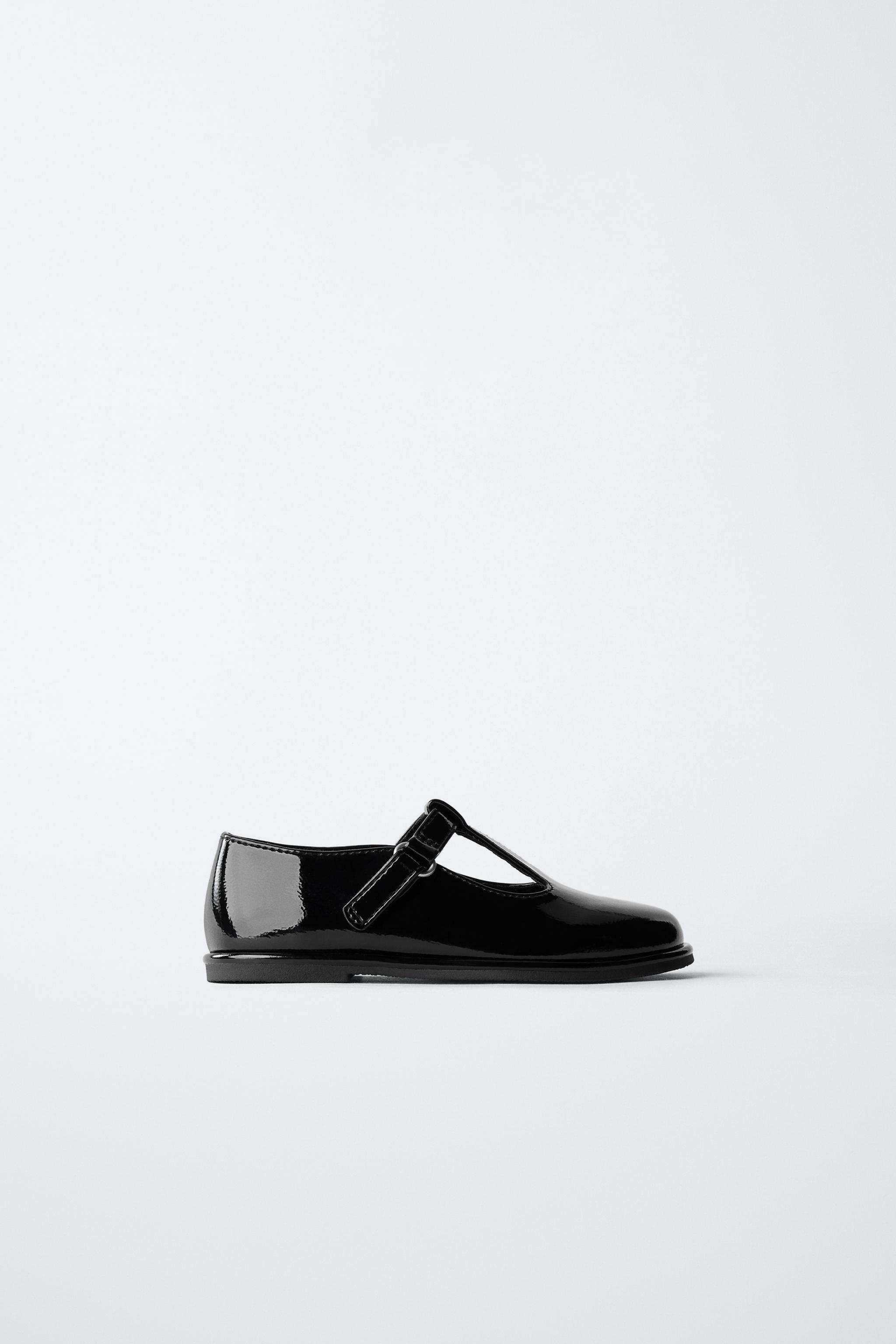 新品☆シューズ袋有り・ZARA ブラック バレエ 厚底 ストラップシューズ 36 レザー フラットシューズ 50TH ANNIVERSARY - ブラック | ZARA