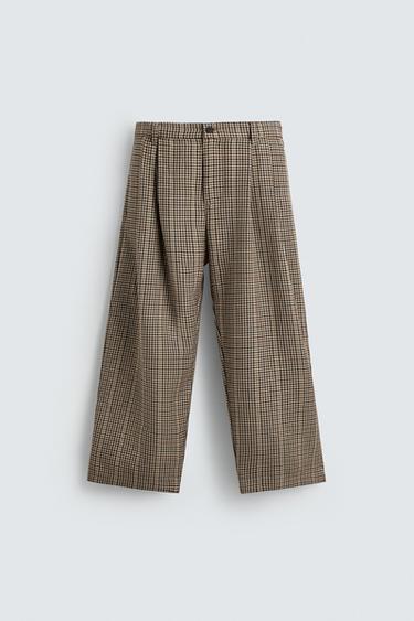 PLUTO PATCH CHECK TROUSERS HARRY LAMBERT FOR ZARA X DISNEY - Light camel by Zara