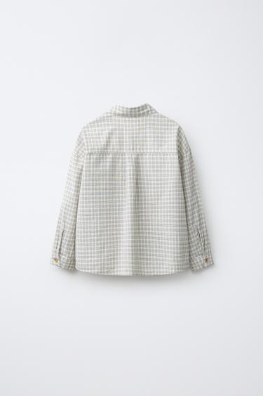 EMBROIDERED PLAID SHIRT — Light gray 2