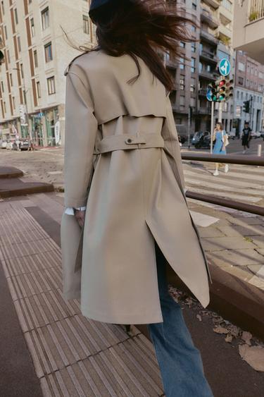 WINDPROOF WATER REPELLENT LONG TRENCH COAT WITH BELT - camel by Zara - Image 5