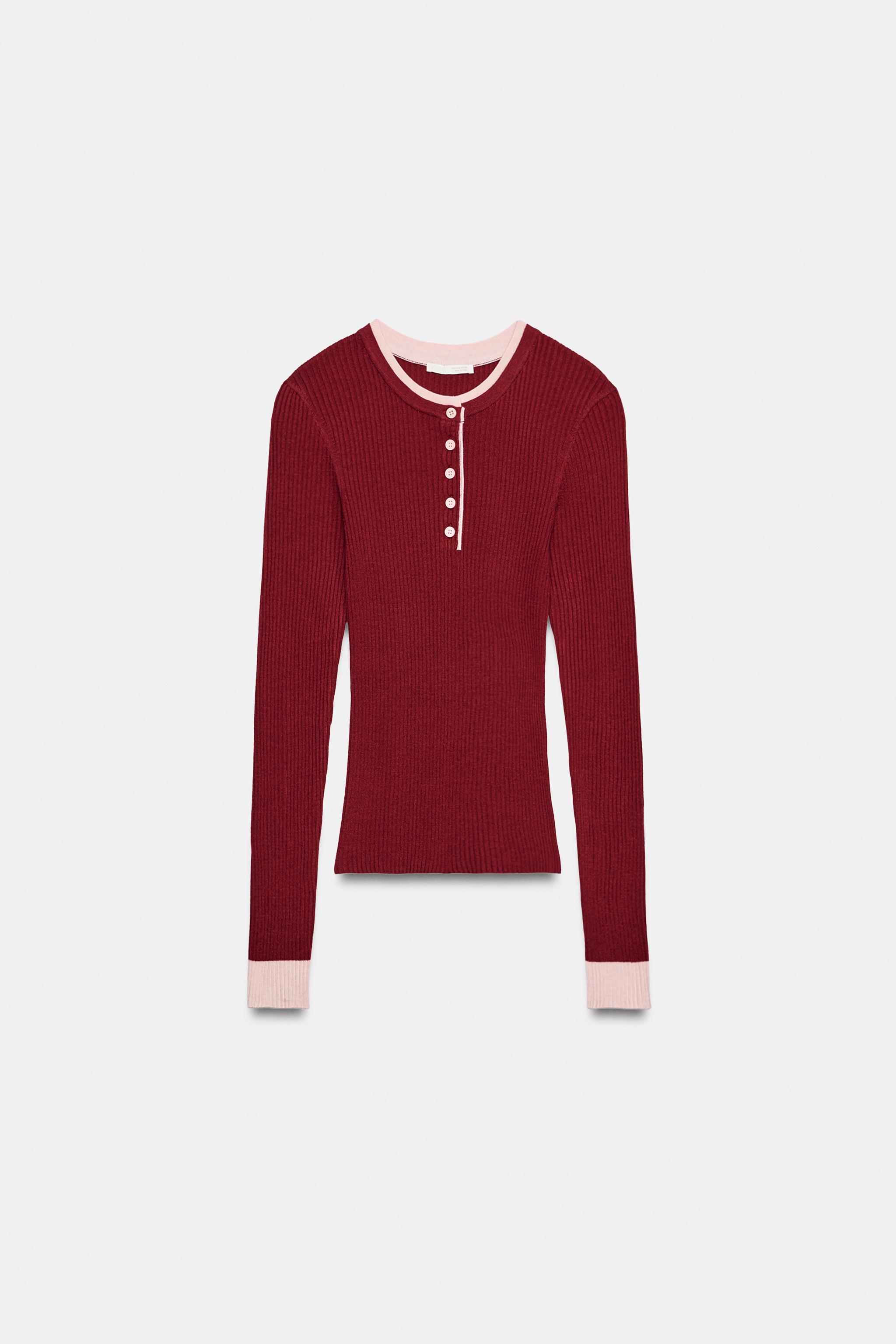 CONTRAST LAYERED HENLEY TOP