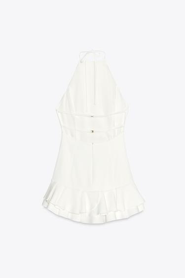 ROBE MINI HALTER À VOLANTS - Écru de Zara - Image 1