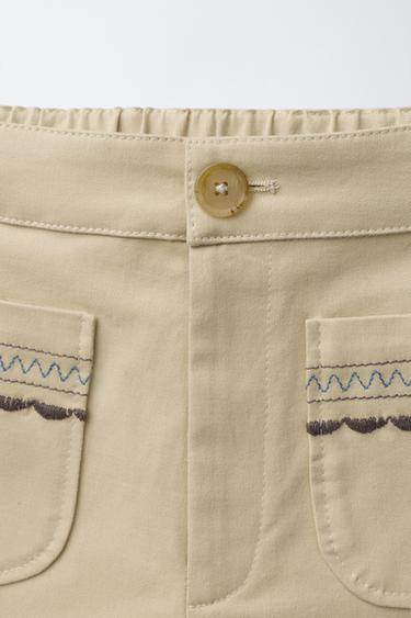 EMBROIDERED POCKET TROUSERS - Butter by Zara - Image 2