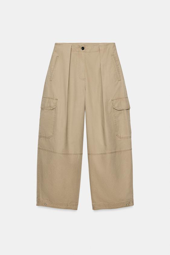 PANTALON CARGO ZW COLLECTION - Marron / Taupe de Zara - Image 9
