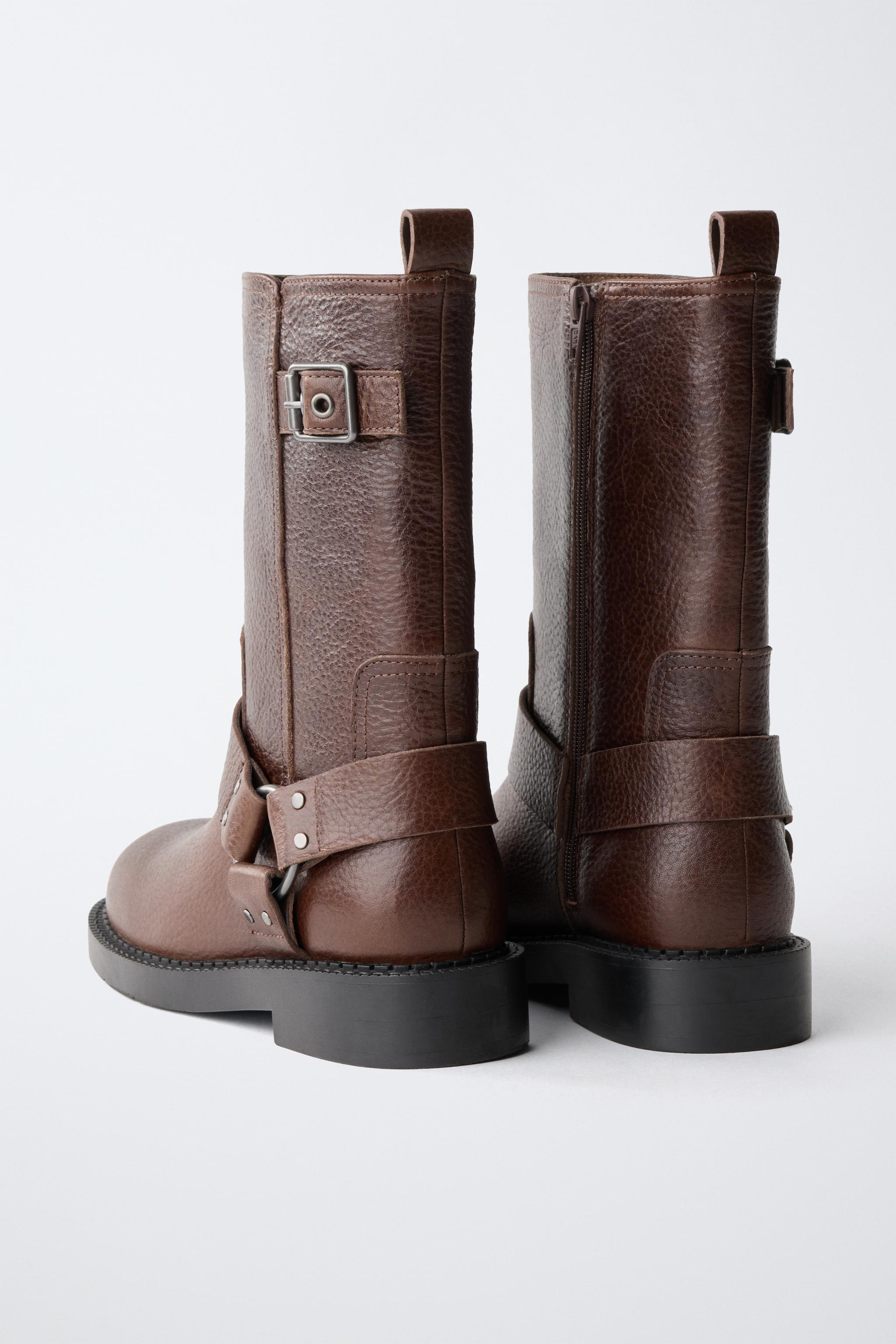 LEATHER BIKER BOOTS