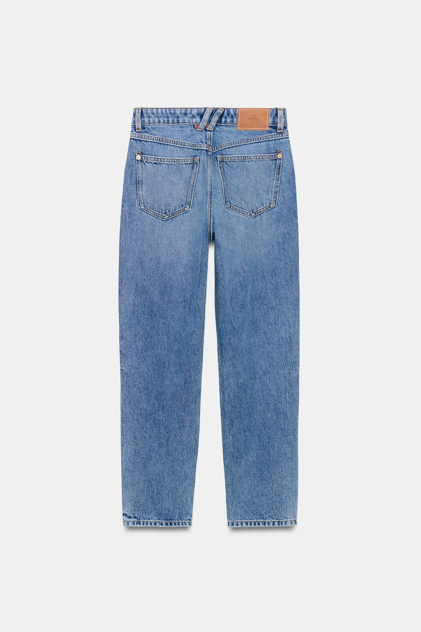 Женские джинсы Zara Z1975 High Rise Mom Fit, цвет: Синий — фото 8