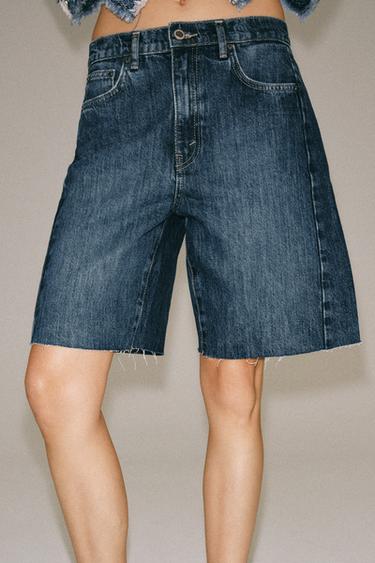 ZW COLLECTION MID-RISE RELAXED DENIM BERMUDA SHORTS — Blue 2