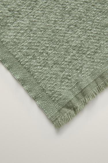 CHENILLE BLANKET WITH FRINGE — Sea green 2