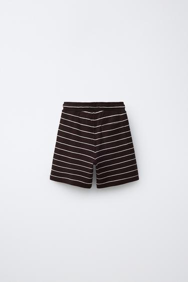 STRIPED WAFFLE-KNIT SHIRT AND BERMUDA SHORTS SET - Brown by Zara - Image 4