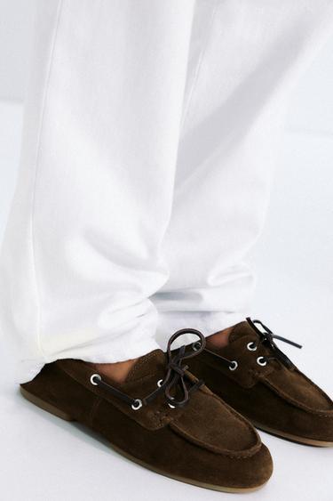 SPLIT SUEDE TOPSTITCHED LOAFERS - Brown by Zara - Image 2